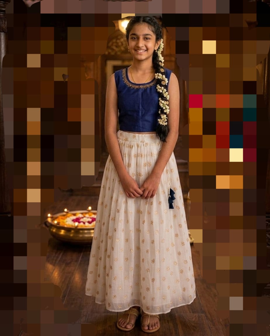 A1A86 TS001 Girls Top & full skirt  Set – Elegant Party Wear Outfit