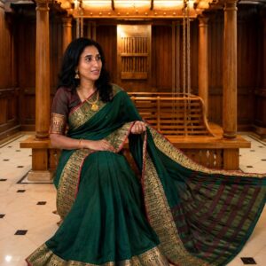 A0A72 Silk Cotton Elephant Print Narayanpett Saree