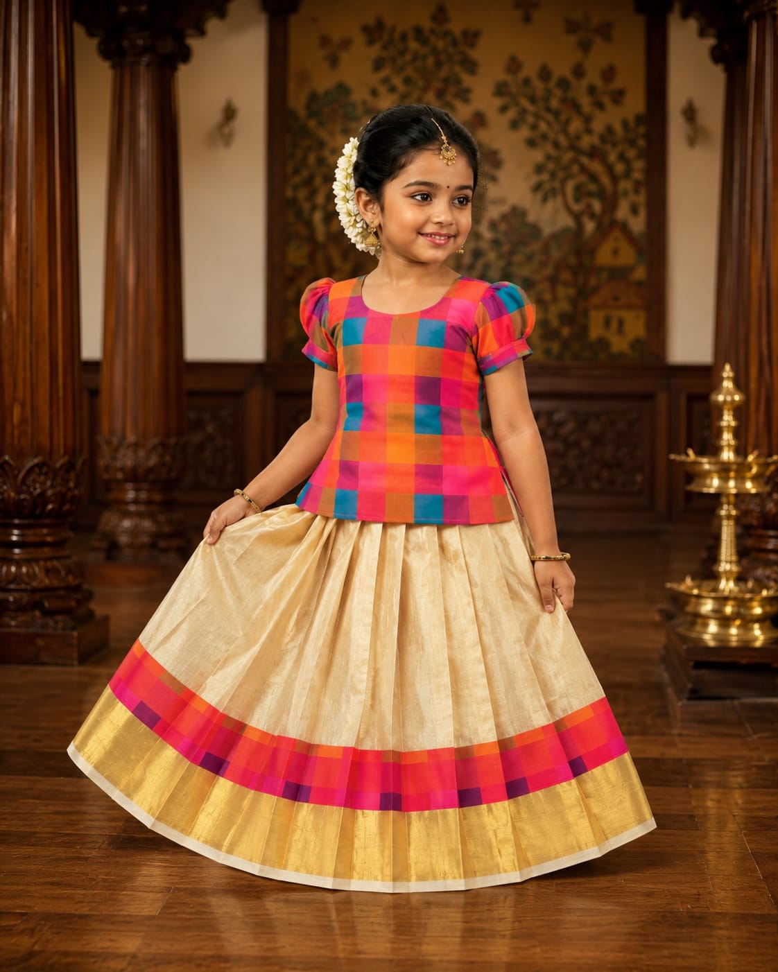 A1A79 MADRAS CHECK Skirt & Top Set for Girls
