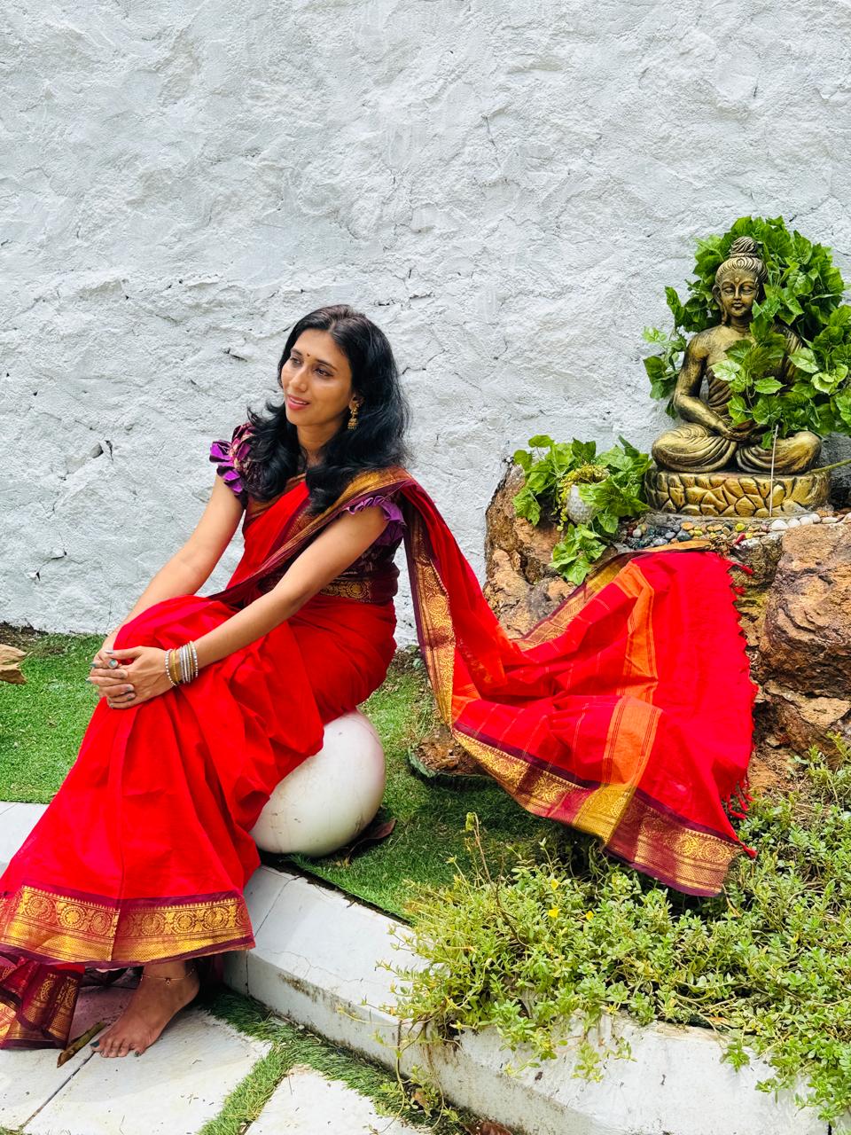 A0A62 Gulab Kanchi Cotton Saree | Traditional Cotton Saree