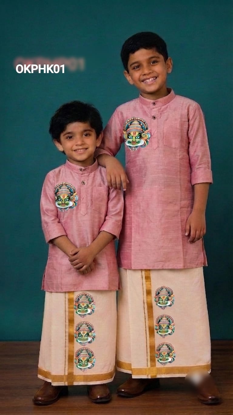 AA59 (6-7) (7-8 yr) Boys Traditional full Sleeve kurtha & Dhoti Set – Festive Ethnic Wear (2)