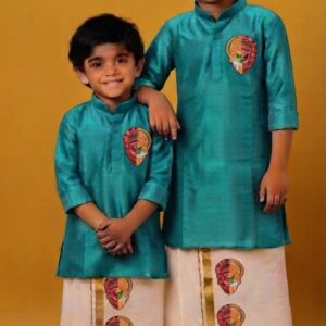 AA59 (8-9) (9-10 yr) Boys Traditional full Sleeve kurtha & Dhoti Set – Festive Ethnic Wear (2)