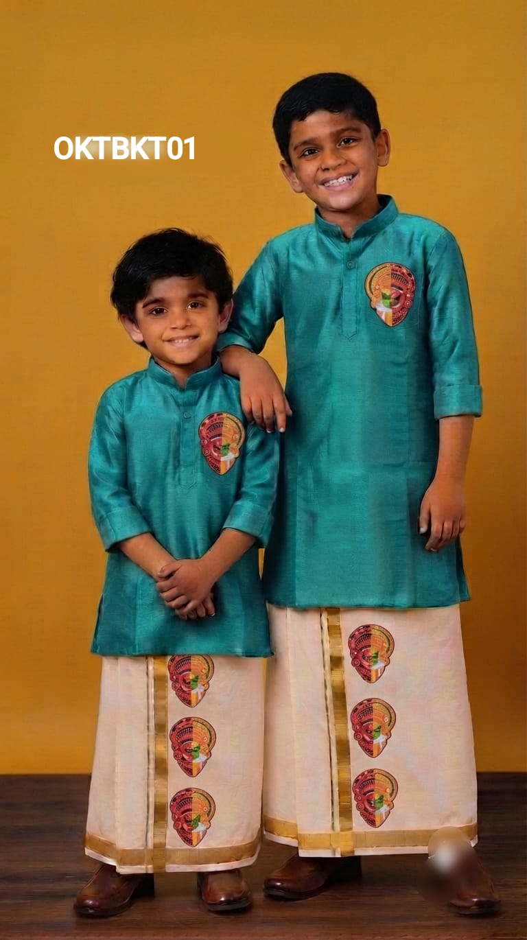 AA59 (8-9) (9-10 yr) Boys Traditional full Sleeve kurtha & Dhoti Set – Festive Ethnic Wear (2)