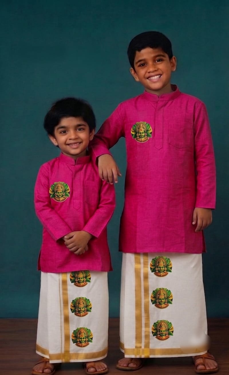 AA59 (8-9) (9-10 yr) Boys Traditional full Sleeve kurtha & Dhoti Set – Festive Ethnic Wear (2) - Image 3