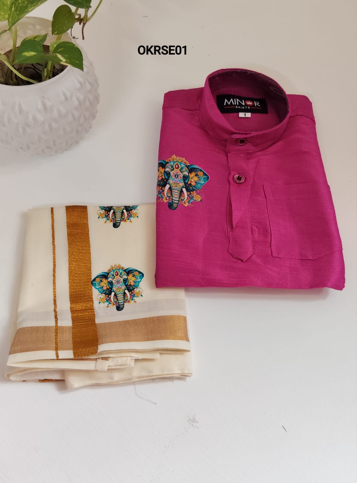 AA59 (8-9) (9-10 yr) Boys Traditional full Sleeve kurtha & Dhoti Set – Festive Ethnic Wear (2) - Image 2