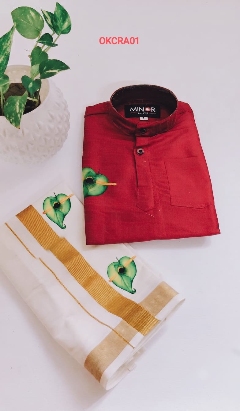 AA59 (8-9) (9-10 yr) Boys Traditional full Sleeve kurtha & Dhoti Set – Festive Ethnic Wear (2) - Image 5