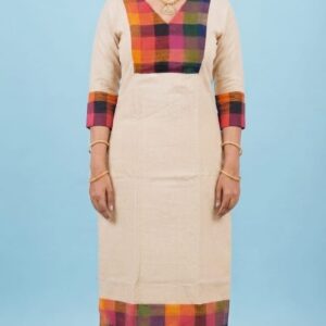 A0A45 Ladies Madras Check V-Neck Kurthi | Stylish & Comfortable Ethnic Wear