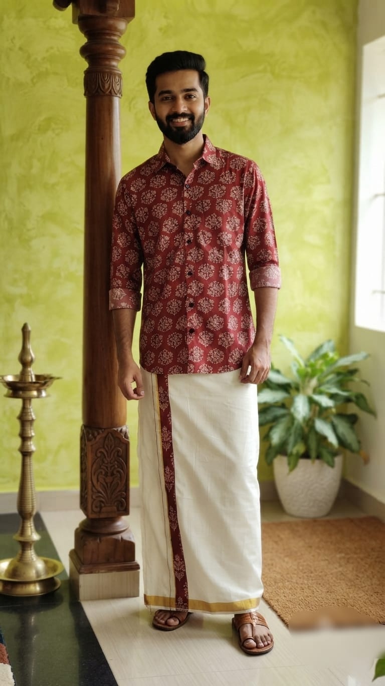 A89 Men's Full Sleeve Shirt & Dhoti Combo Set – Traditional Ethnic Wear