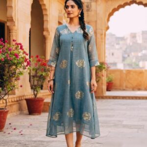 A0A46 Luna Ladies Flare Dress | Stylish Printed Long Flare Wear