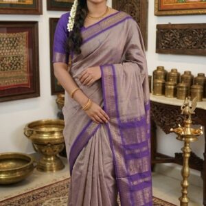 A0A47 KALYANI  Cotton PURPLE MIST Saree