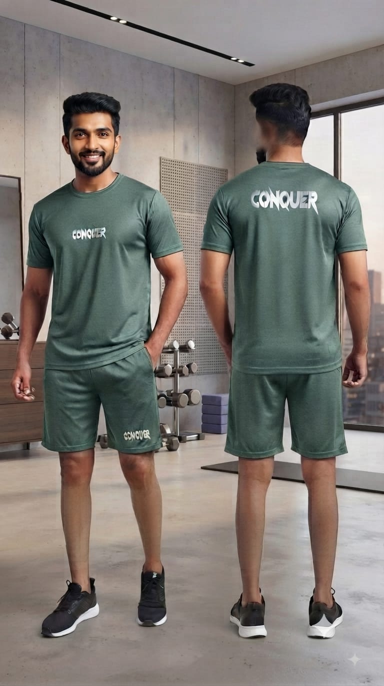 A88 Men's Conquer & Dream Shorts Set – Stylish Casual Wear - Image 2