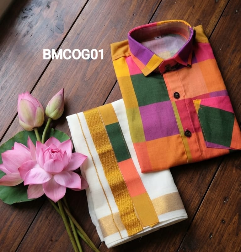 AA43(1-5yrs) Boys Madras Check Shirt & Dhoti Set | Onam Collection | Traditional Festive Wear - Image 9