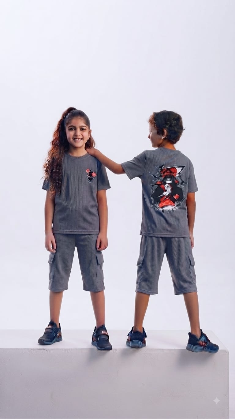 AA39 ANIME PRINTED (2) THREE FOURTH CO-ORD SET UNISEX - Image 3