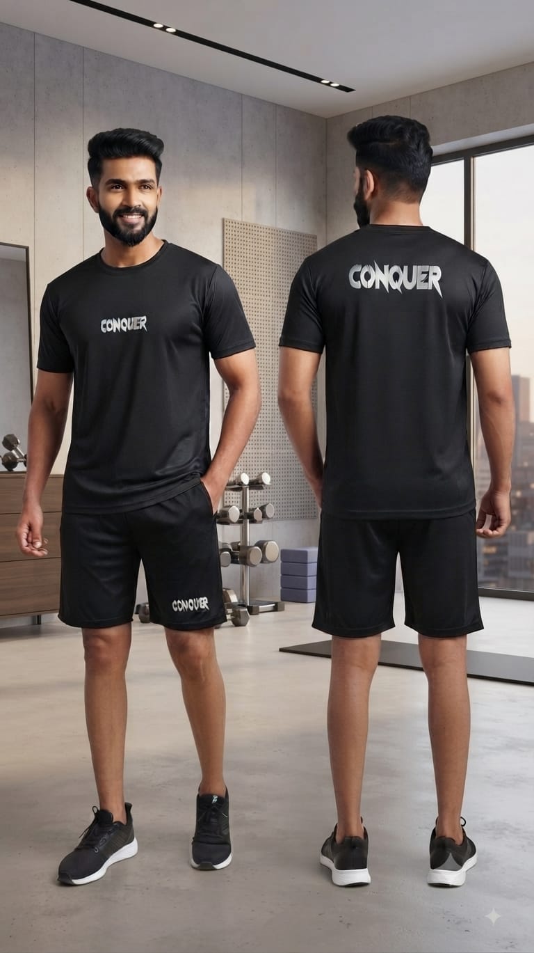 A88 Men's Conquer & Dream Shorts Set – Stylish Casual Wear - Image 3