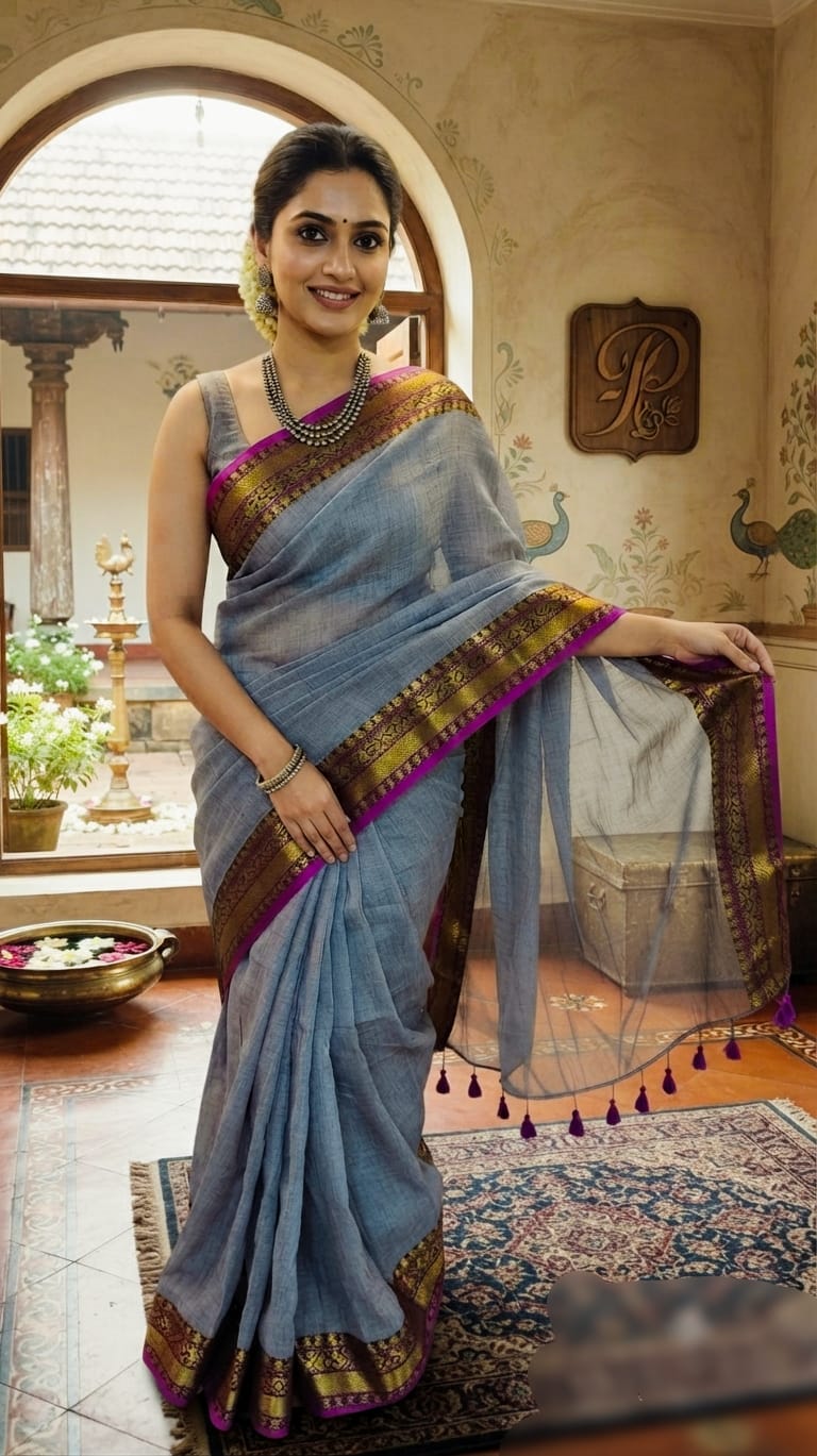 A0A48 MUL COTTON SAREE MEKHAMALHAR