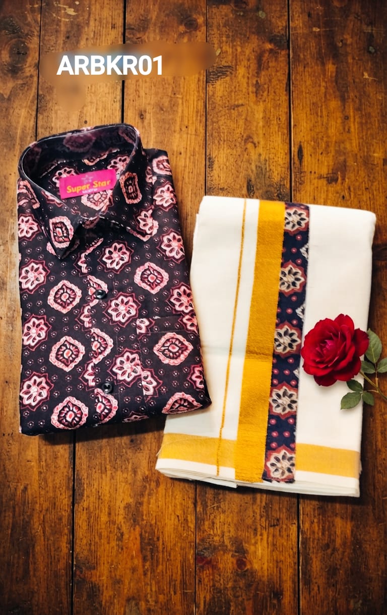 AA60 (7-9yrs ) Boys Traditional Half Sleeve Shirt & Dhoti Set – Festive Ethnic Wear (2) - Image 4