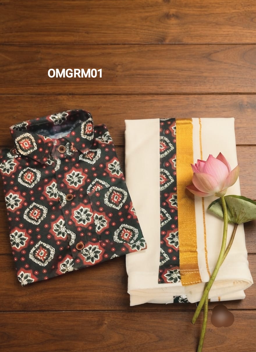 AA60 (7-9yrs ) Boys Traditional Half Sleeve Shirt & Dhoti Set – Festive Ethnic Wear (2) - Image 3