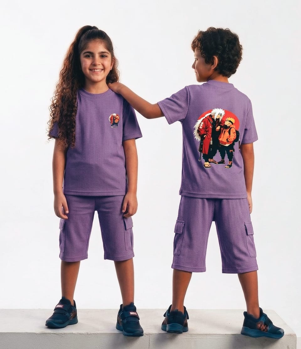 AA39 ANIME PRINTED (2) THREE FOURTH CO-ORD SET UNISEX - Image 4