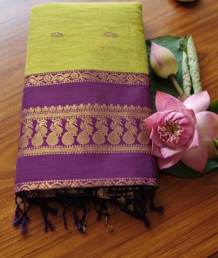 A0A47 KALYANI Cotton PARIS GREENY Saree - Image 2
