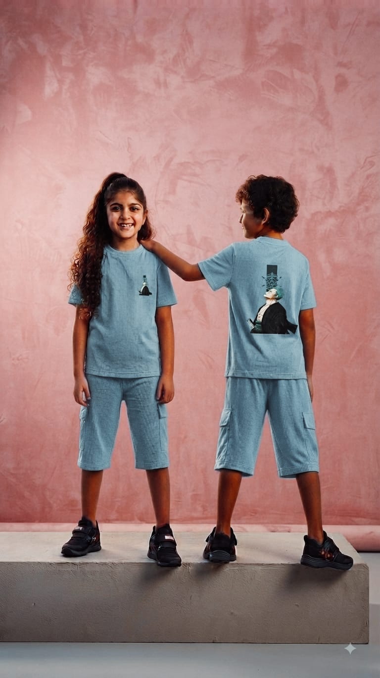 AA39 ANIME PRINTED (2) THREE FOURTH CO-ORD SET UNISEX - Image 5