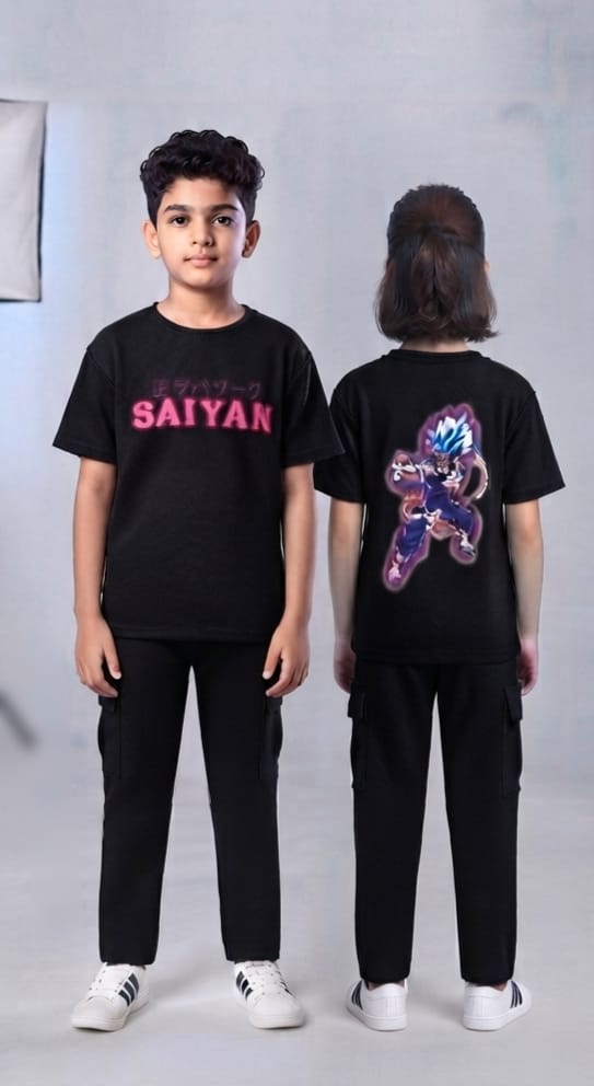 AA33 Saiyans Printed Cargo Pant Co-Ord Set – Unisex Casual Wear