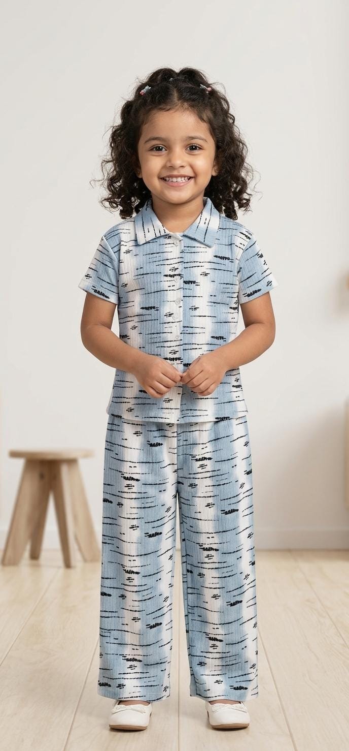 A1A66 Girls Collar Top & Pant Co-Ord Set – Stylish Casual Wear