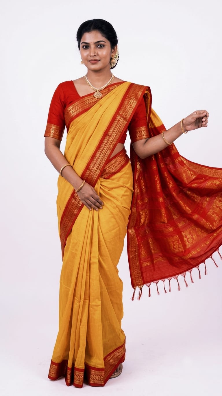 A0A47 KALYANI  Cotton GOLDEN RUBY Saree