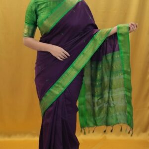 A0A47 KALYANI  Cotton ROYAL PLUM Saree