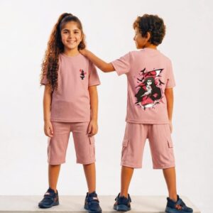 AA39 ANIME PRINTED (2) THREE FOURTH CO-ORD SET UNISEX