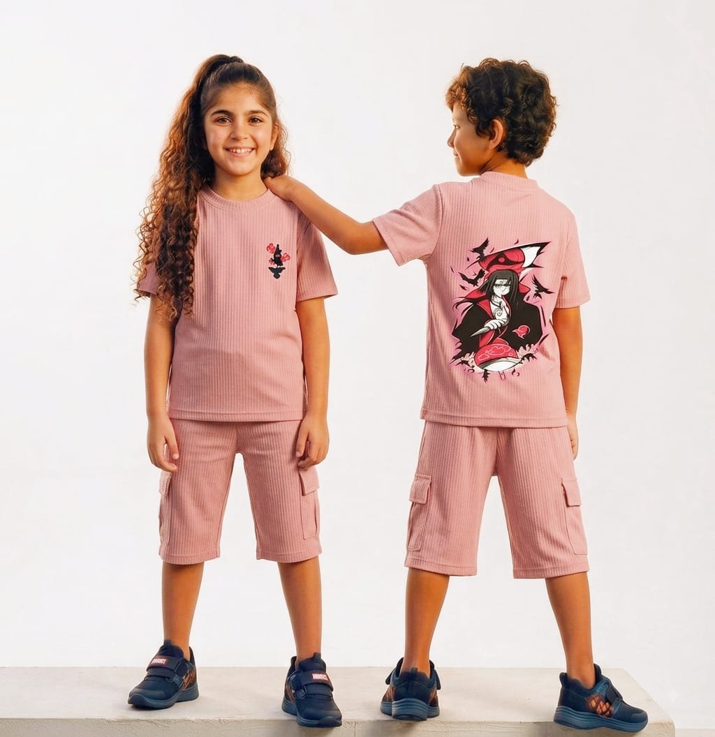 AA39 ANIME PRINTED (2) THREE FOURTH CO-ORD SET UNISEX