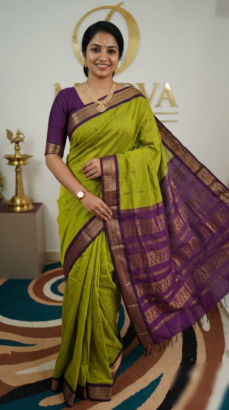 A0A47 KALYANI Cotton PARIS GREENY Saree