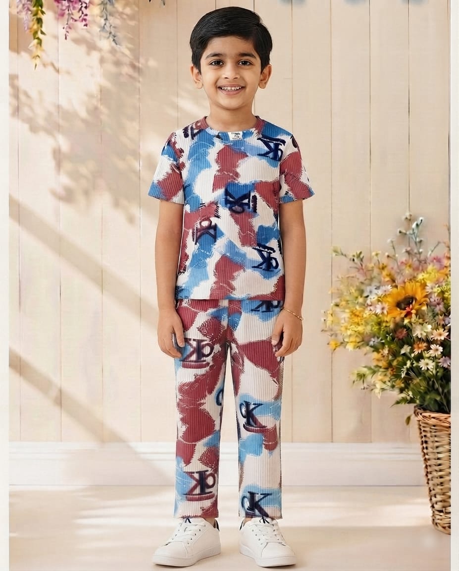 AA36 Boys Graphic Printed Co-Ord Set – Stylish Casual Wear