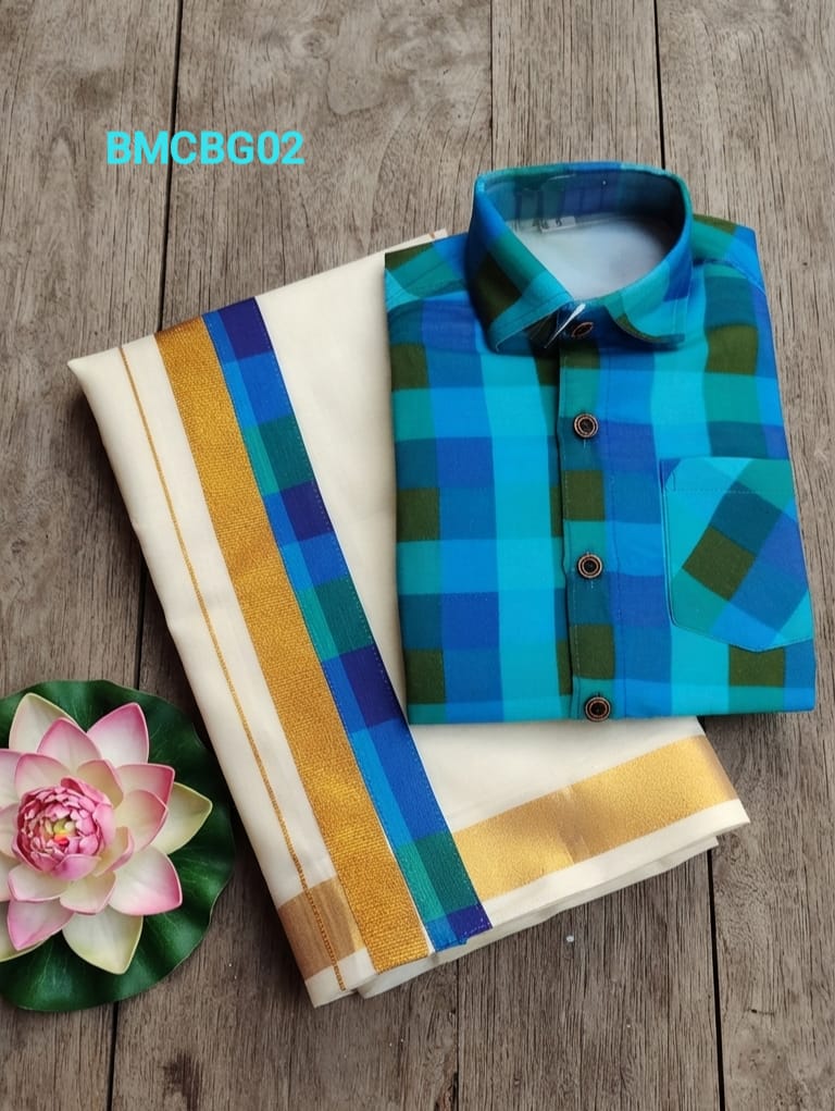 AA38(1-5yrs) Boys Madras Check Shirt & Dhoti Set | Onam Collection(2) | Traditional Festive Wear - Image 10