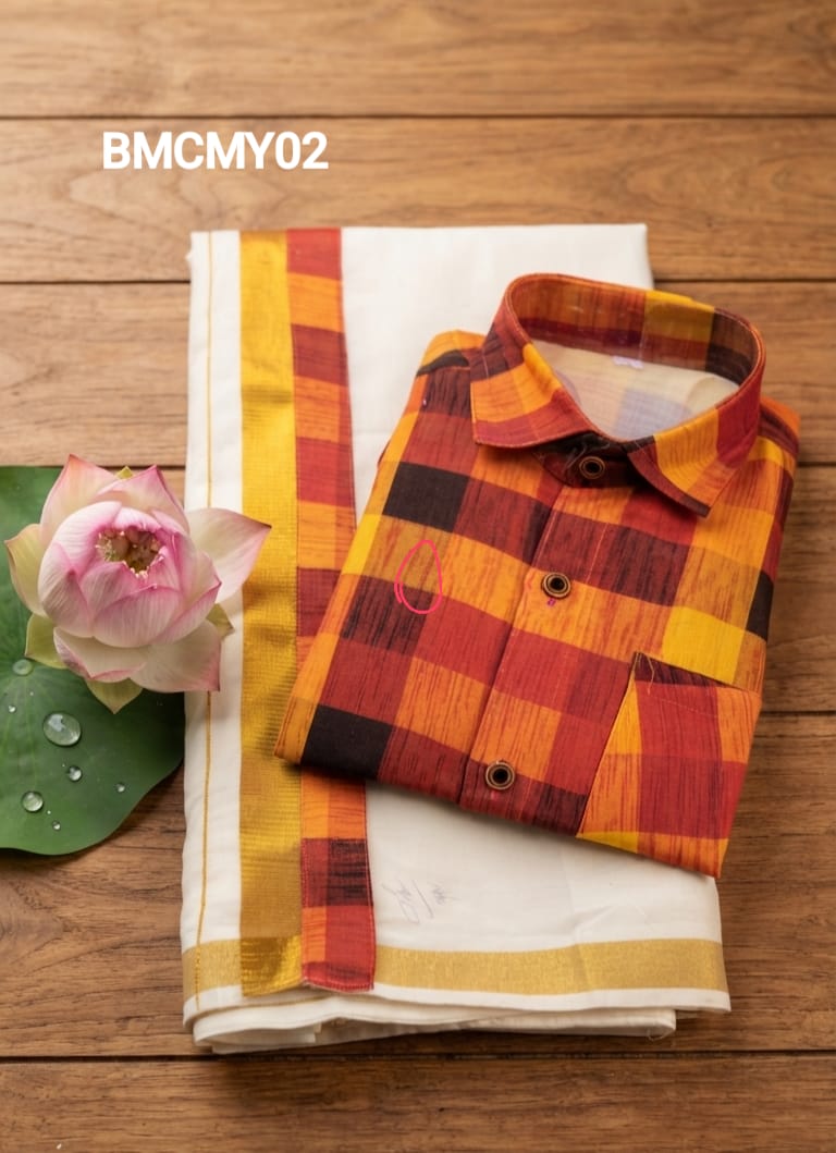 AA38(11-13yrs) Boys Madras Check Shirt & Dhoti Set | Onam Collection(2) | Traditional Festive Wear - Image 11