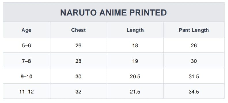 Size Chart