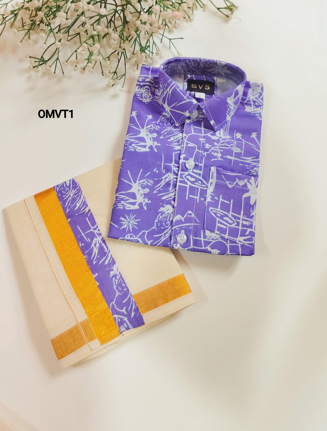 AA60 (10-12yrs ) Boys Traditional Half Sleeve Shirt & Dhoti Set – Festive Ethnic Wear (2) - Image 6