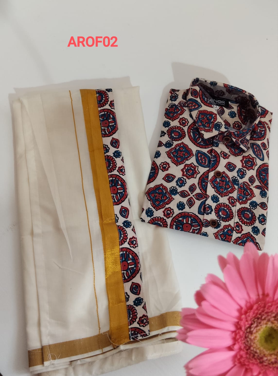 AA60 (10-12yrs ) Boys Traditional Half Sleeve Shirt & Dhoti Set – Festive Ethnic Wear (2) - Image 2