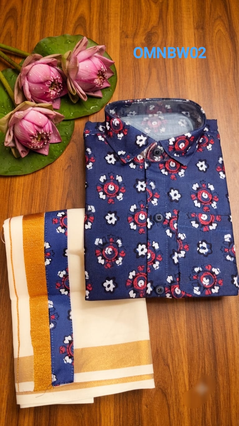 AA60 (10-12yrs ) Boys Traditional Half Sleeve Shirt & Dhoti Set – Festive Ethnic Wear (2) - Image 3