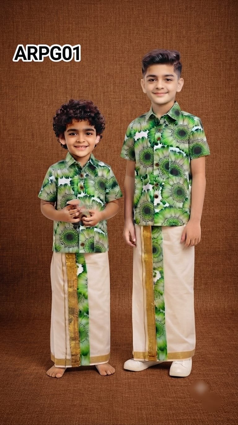 AA60 (10-12yrs ) Boys Traditional Half Sleeve Shirt & Dhoti Set – Festive Ethnic Wear (2) - Image 5