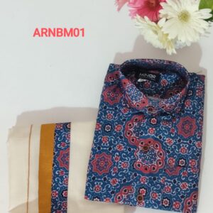 AA60 (13-15yrs) Boys Traditional Half Sleeve Shirt & Dhoti Set – Festive Ethnic Wear (2)