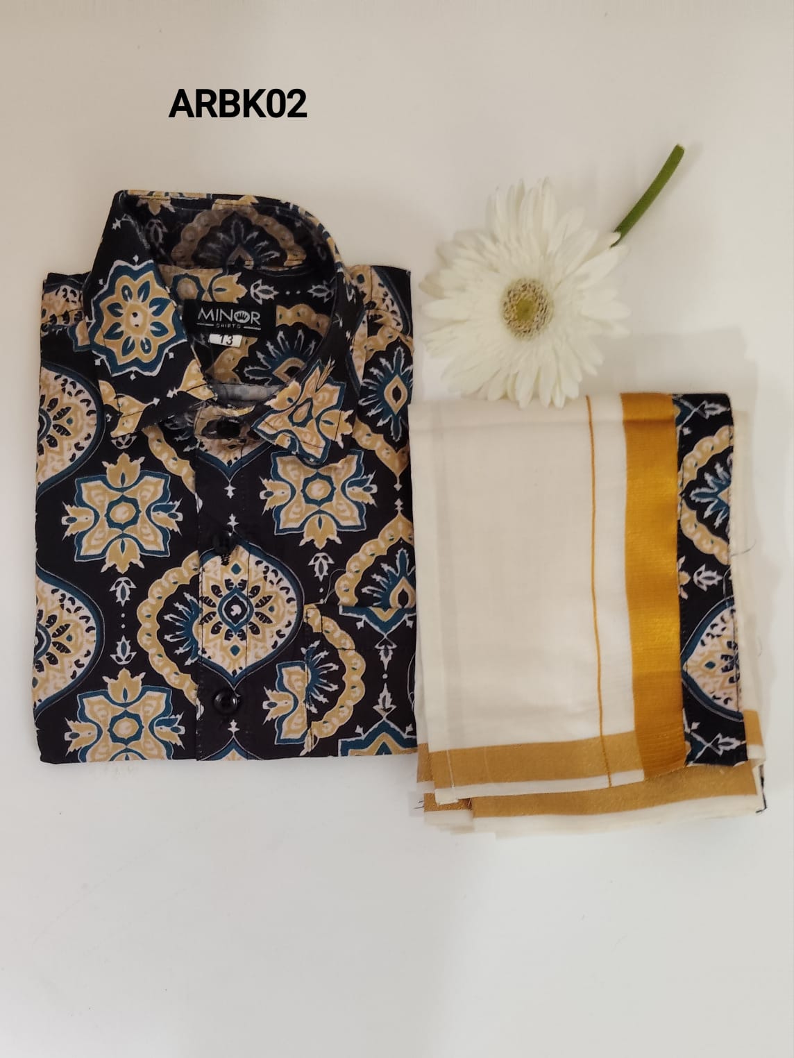 AA60 (13-15yrs) Boys Traditional Half Sleeve Shirt & Dhoti Set – Festive Ethnic Wear (2) - Image 14