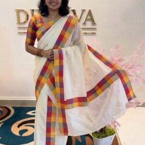 A0A54 Women's Madras check Set Mundu – Traditional Ethnic Wear