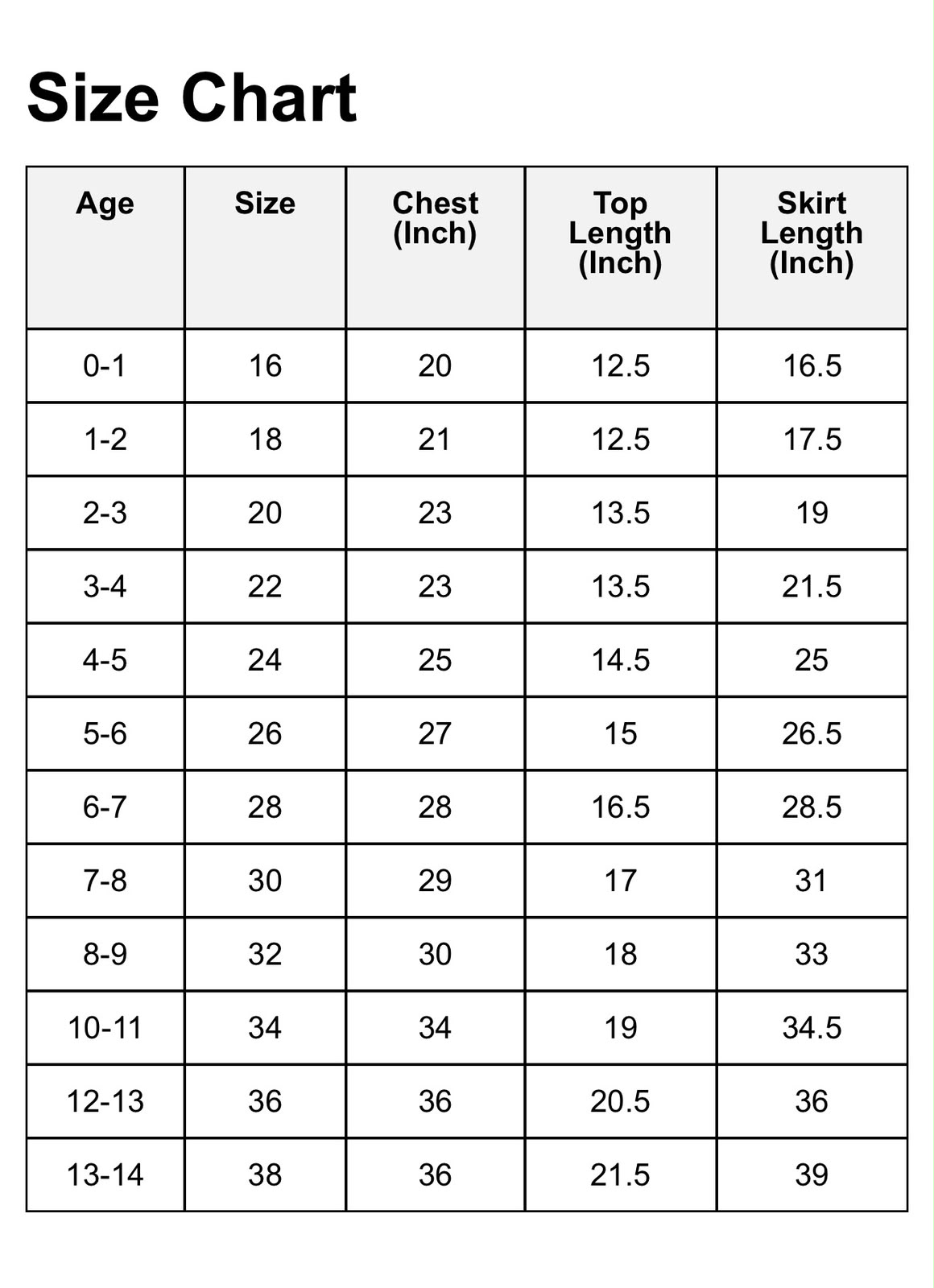 Size Chart
