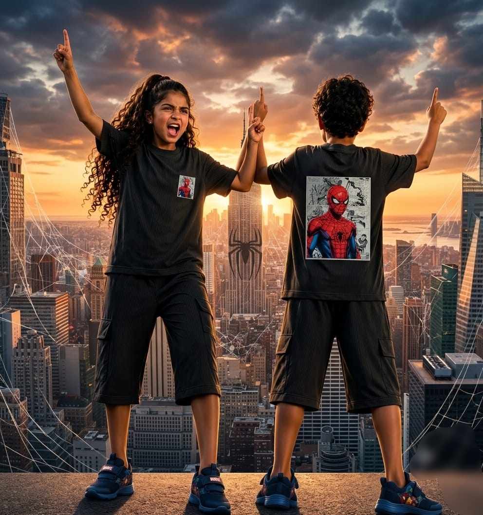 AA42 MARVEL SERIES (2) Three Fourth Pant Co-Ord Set – Unisex Casual Wear Outfit