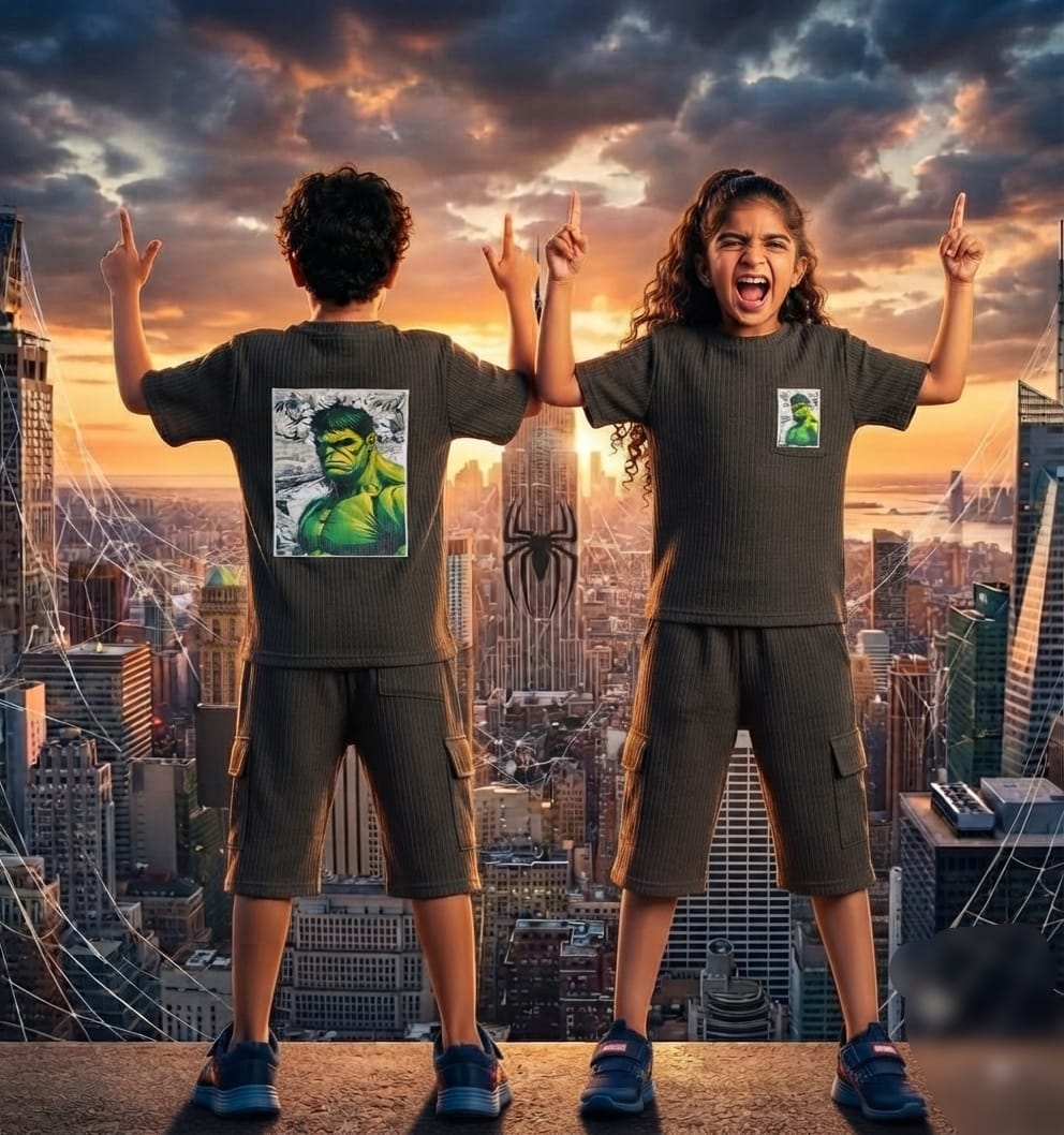 AA42 MARVEL SERIES Three Fourth Pant Co-Ord Set – Unisex Casual Wear Outfit