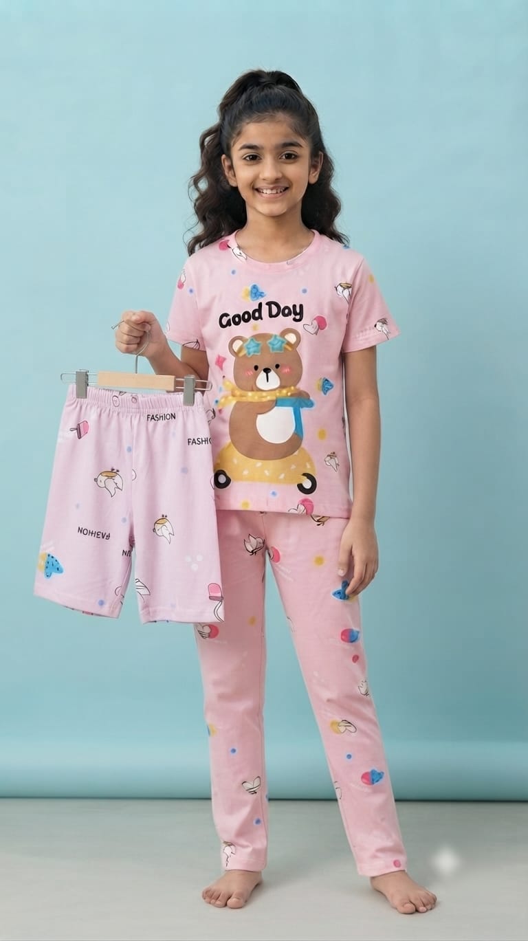 A1A63 Girls Korean Three-Piece Co-Ord Set – Stylish Casual Wear